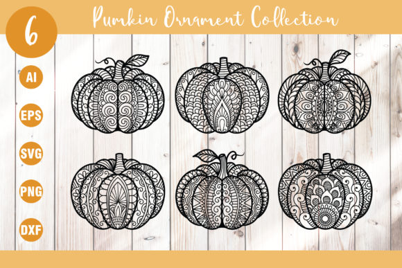 6 Variant Pumpkin Decorative: Graphics for Crafts