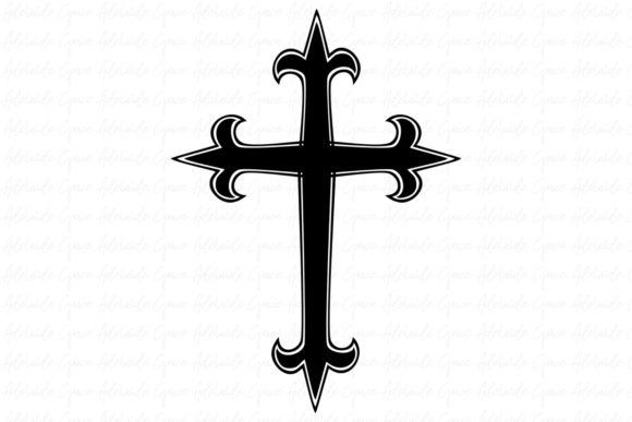 Decorative Fleur De Lis Cross: Graphics & Print Templates