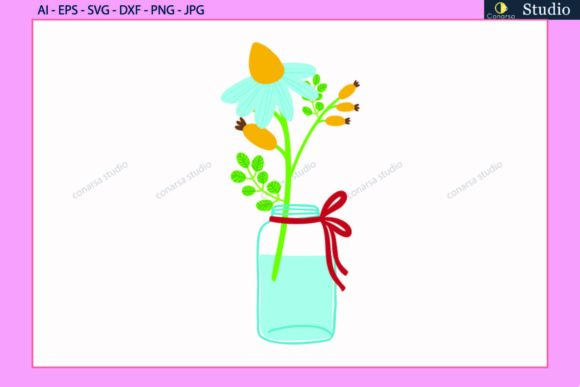 Decorative Flowers in Water Bottles Svg