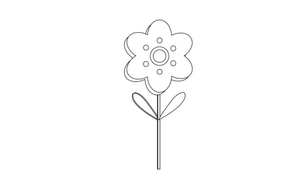 Flower Decorative Black Outline Graphics