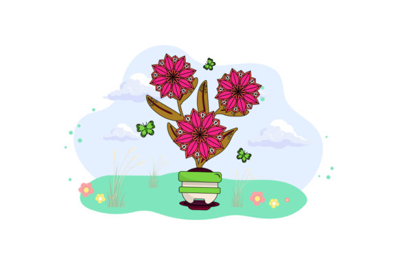Flower Pot Decorative Cloud Nature Graphics