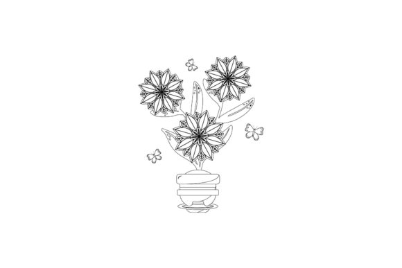 Flower Pot Decorative Outline