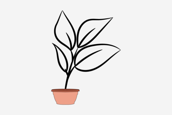 Leaf Decorative Floral Line Art Design: Graphics for Print Templates