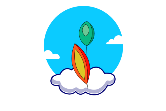 Rainbow Decorative Flower Circle Cloud Graphics and Icons
